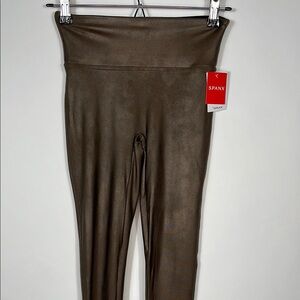 SPANX Brown Faux Leather Leggings
